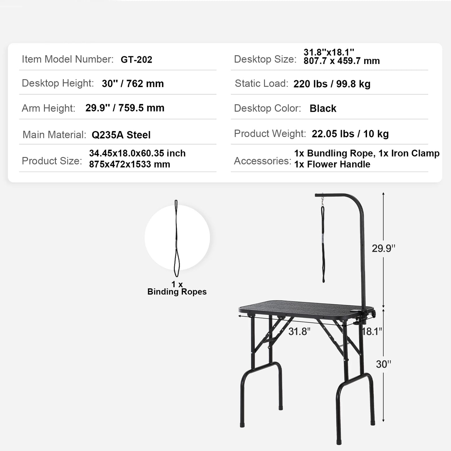 SucceBuy Two Arm Pet Grooming Table With Clamp Folding Stand