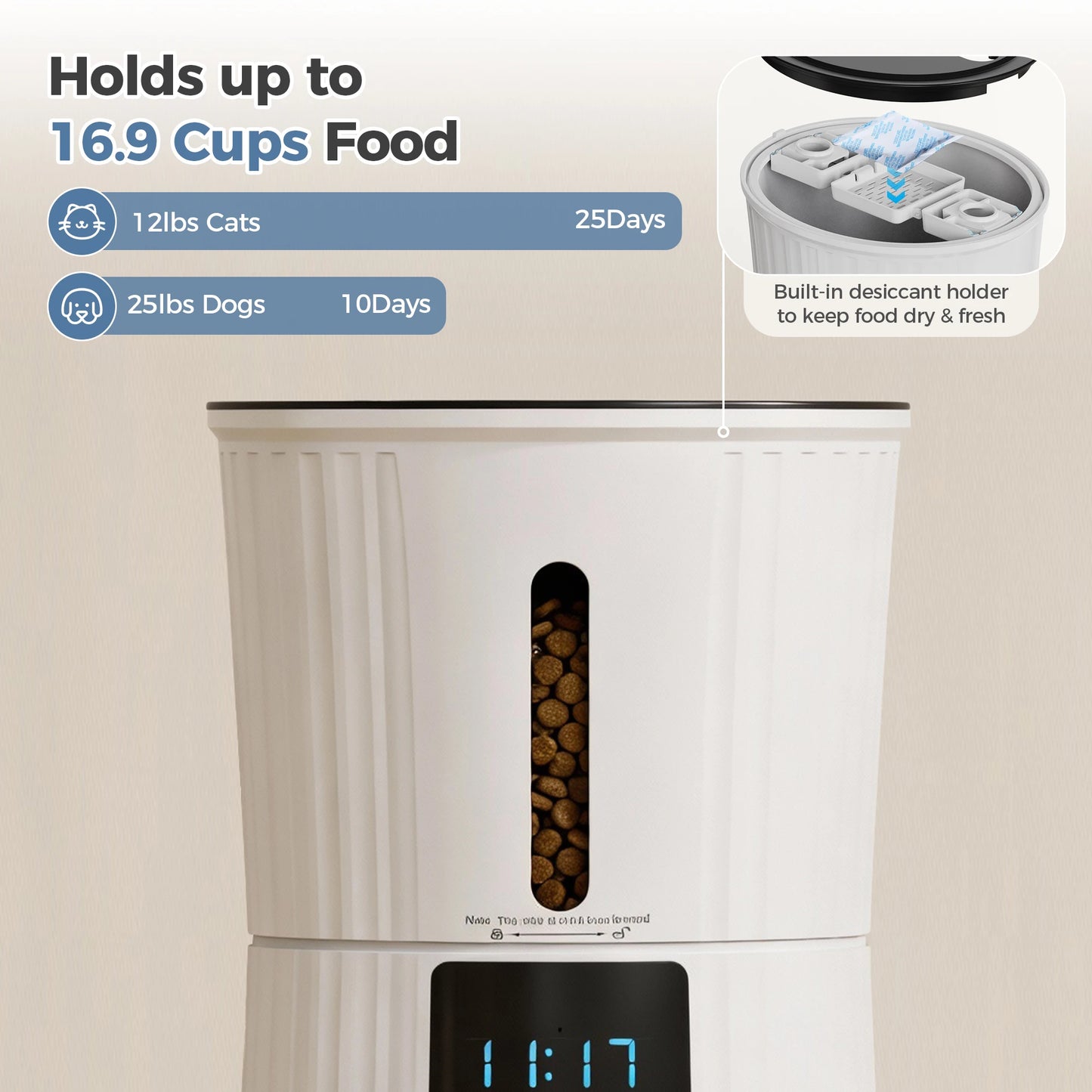 JHK 4L WiFi Automatic Cat Feeder With App Control Programmable