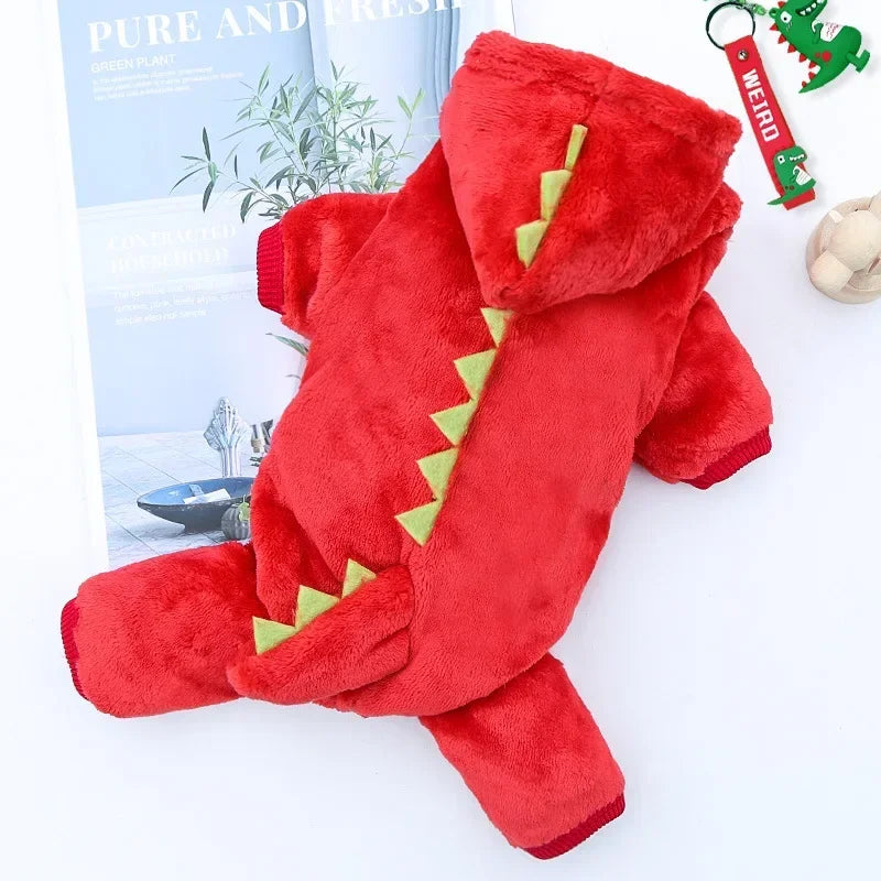 Wangmeow Dinosaur Fleece Dog Jumpsuit Warm Winter Pet Coat Jacket