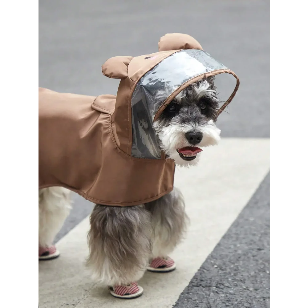 PETSIN Hooded Cartoon Bear Pet Raincoat For Dog And Cat