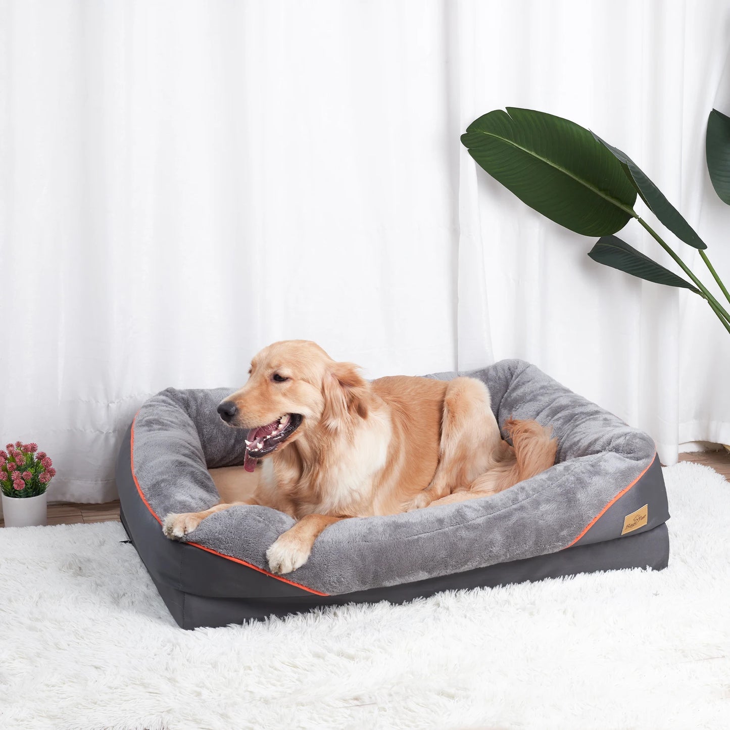 BINGOPAW Dog Bed With Waterproof Anti Allergy Removable Washable Cover