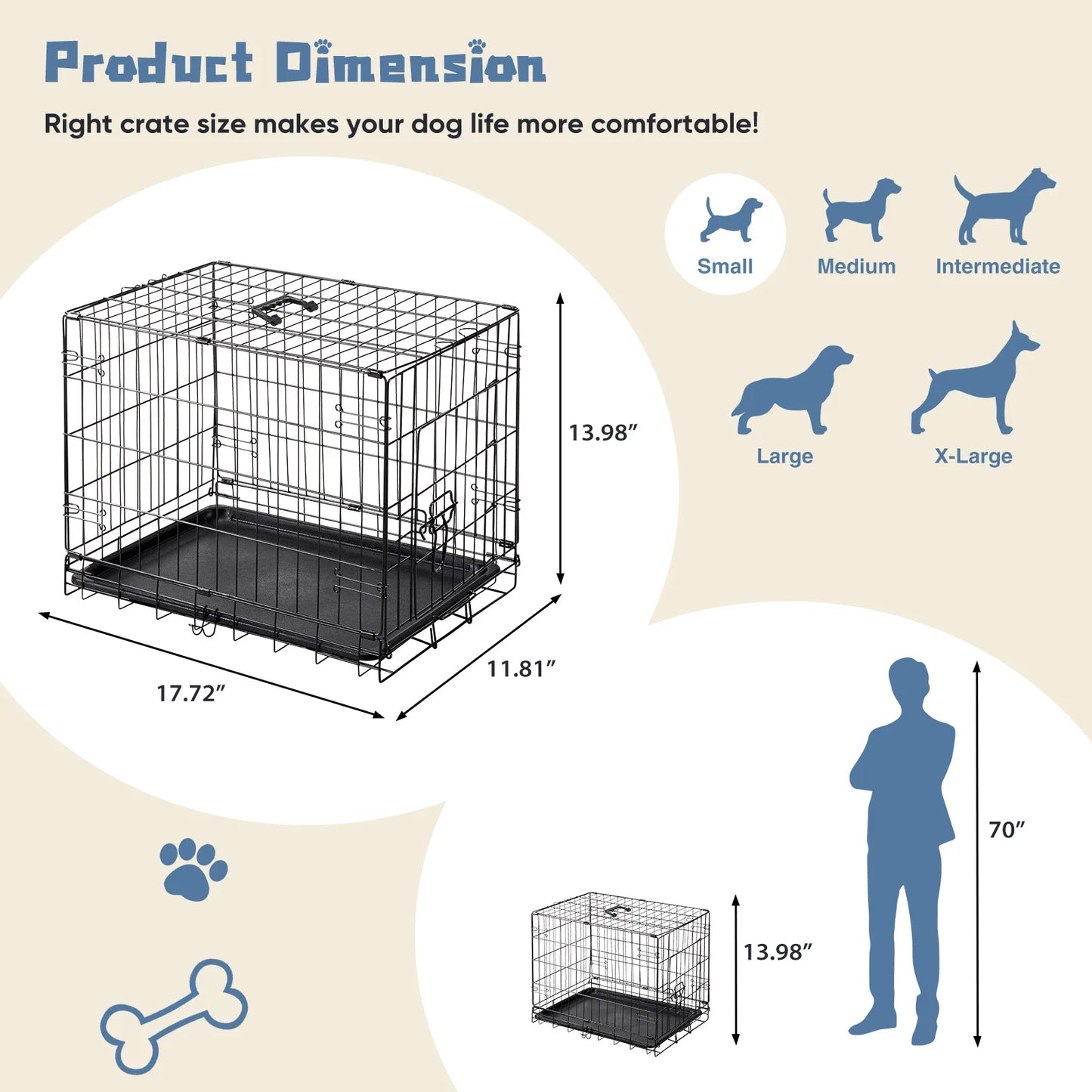 Jhk 18 Inch Single Door Dog Crate Metal Kennel