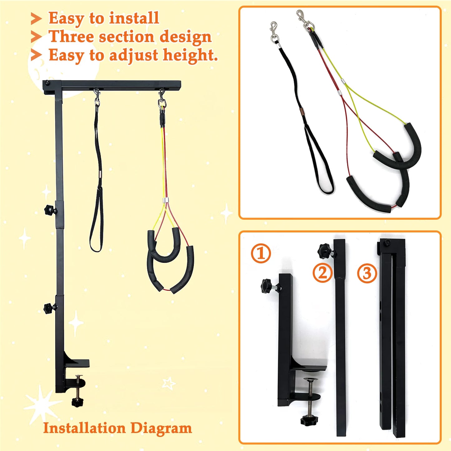 Adjustable Dog Grooming Arm With Clamp And Loops Set