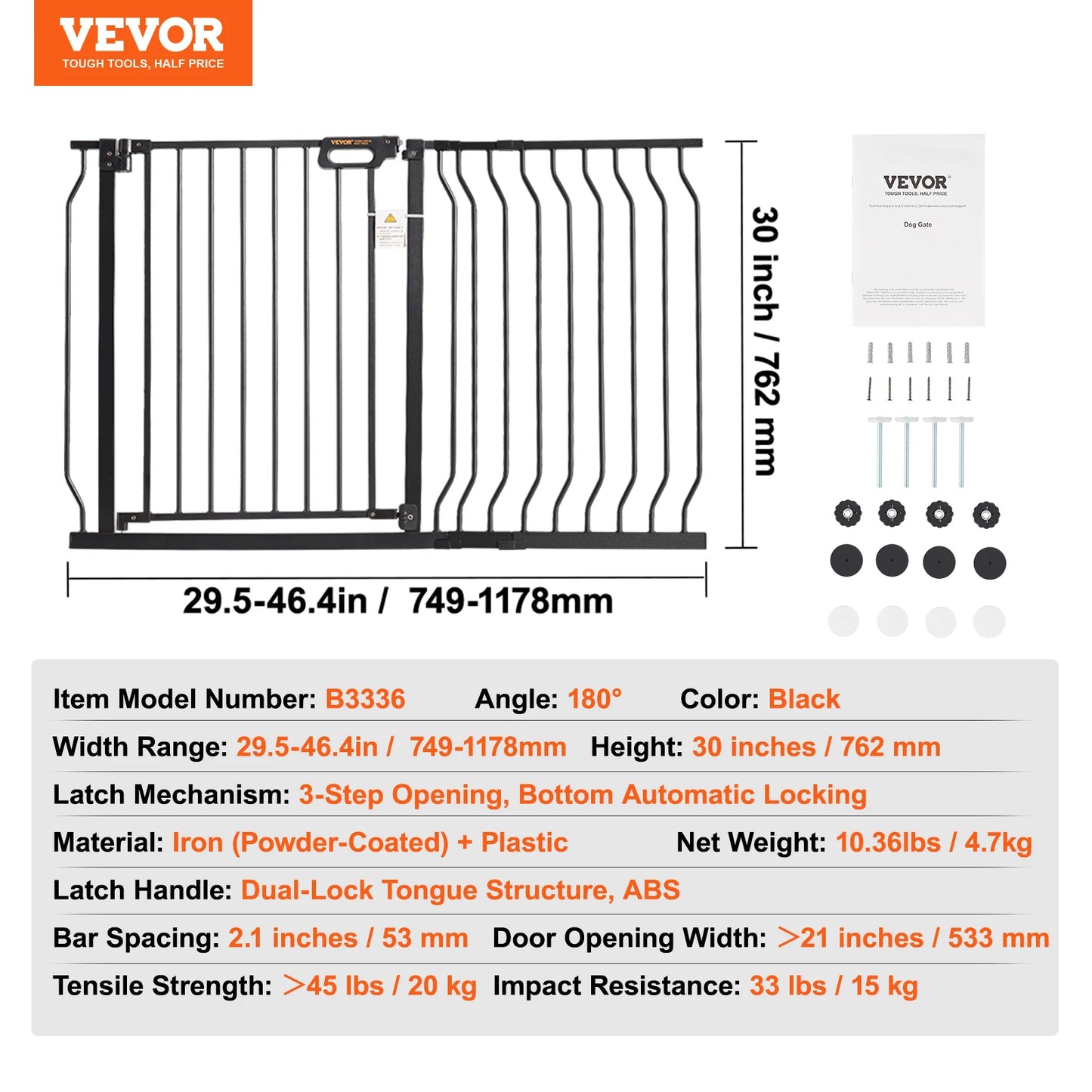 SucceBuy Pressure Mount Baby Gate With Easy Step Walk Thru