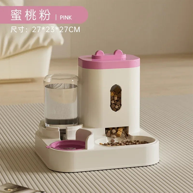 Automatic Dog Cat Feeder With Water Fountain And Ample Capacity