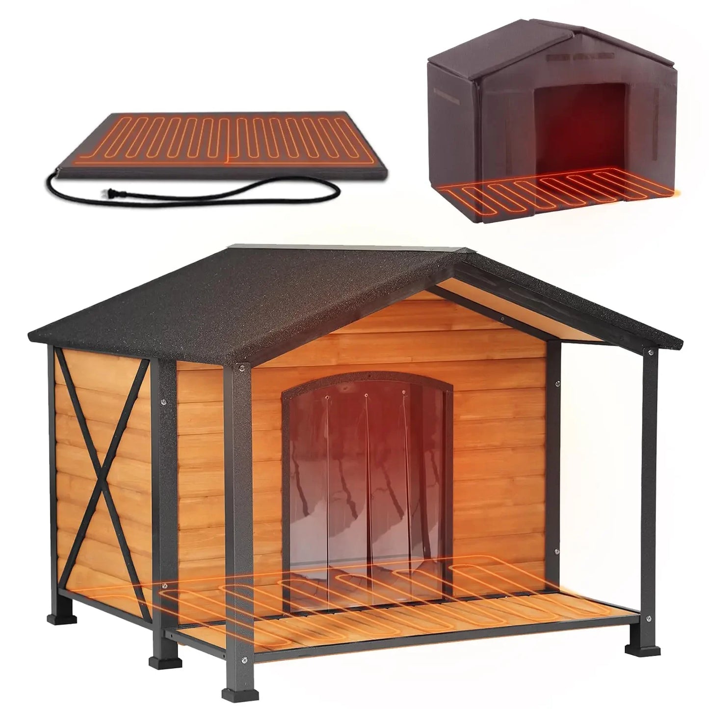 GUTINNEEN Outdoor Heated Dog House With Insulation And Pad