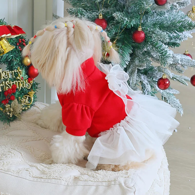 Pawstrip Christmas Plaid Dog Dress And Skirt For Pets