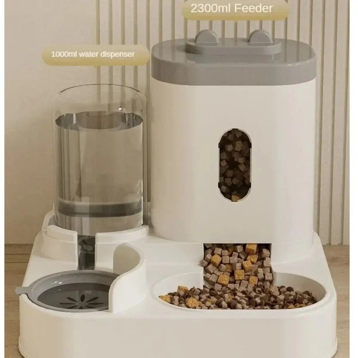 Automatic Dog Cat Feeder With Water Fountain And Ample Capacity
