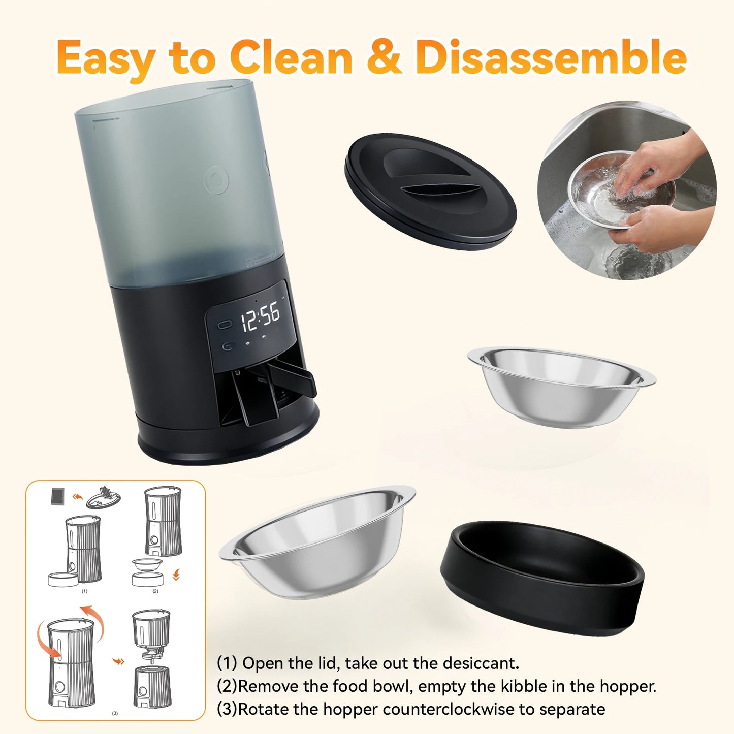 JHK Automatic Pet Feeder With Dual Bowls Timed Dispenser