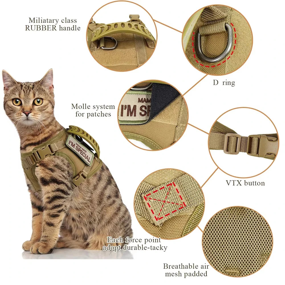 Cat Harness And Leash Set With Adjustable Straps And Handle