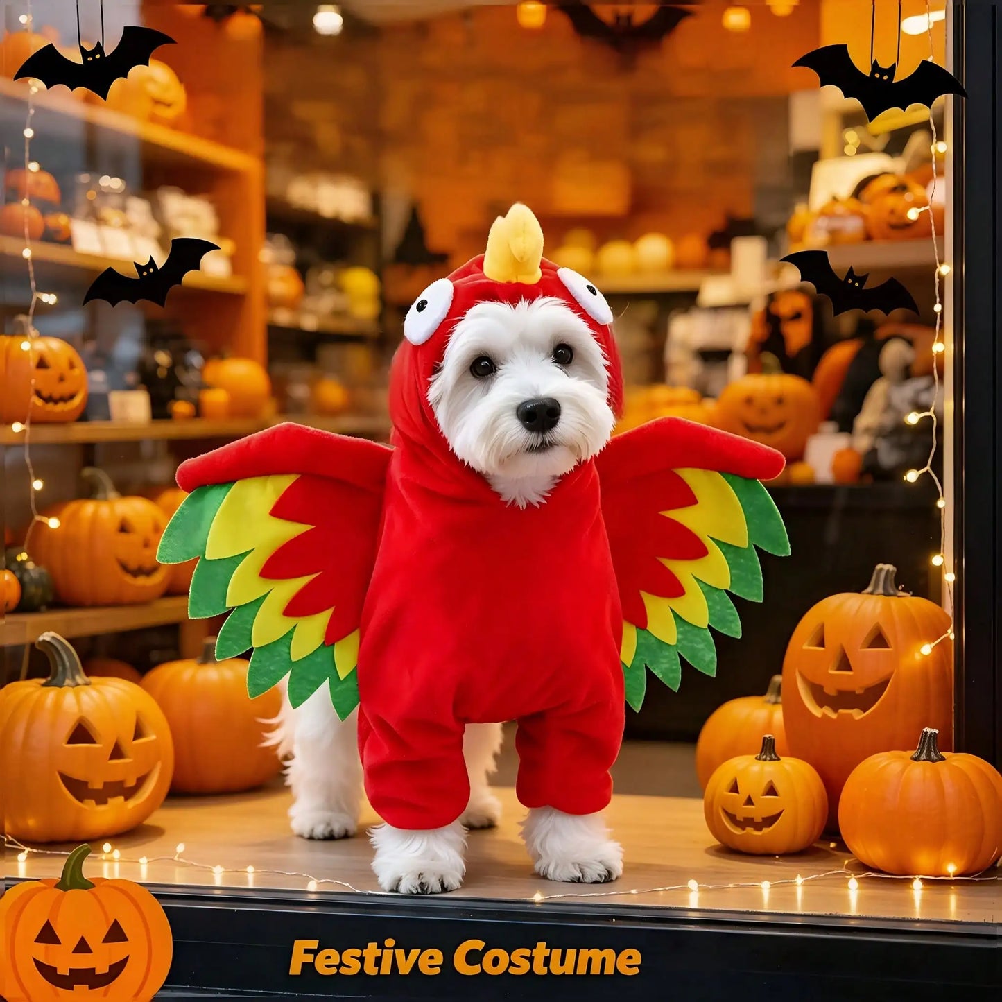 Halloween Pet Turkey Standing Costume With Colorful Wings