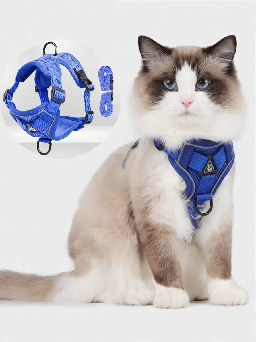 Reflective Pet Harness And Leash Set For Dogs And Cats