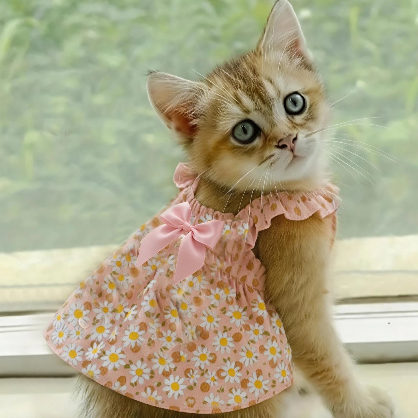 Cat Skirt Dress Summer Floral Print Pet Clothing For Small Dogs