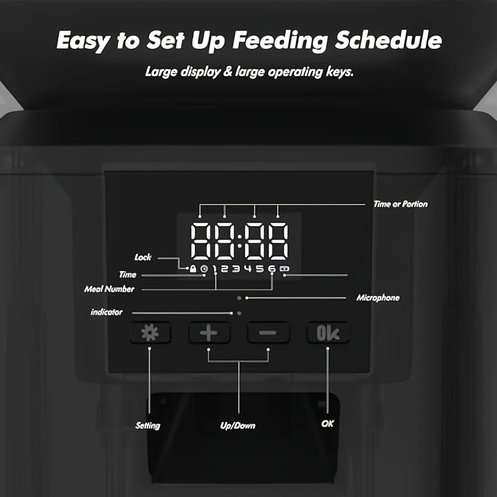 Nityers Automatic Cat Feeder Key Control And Voice Recorder