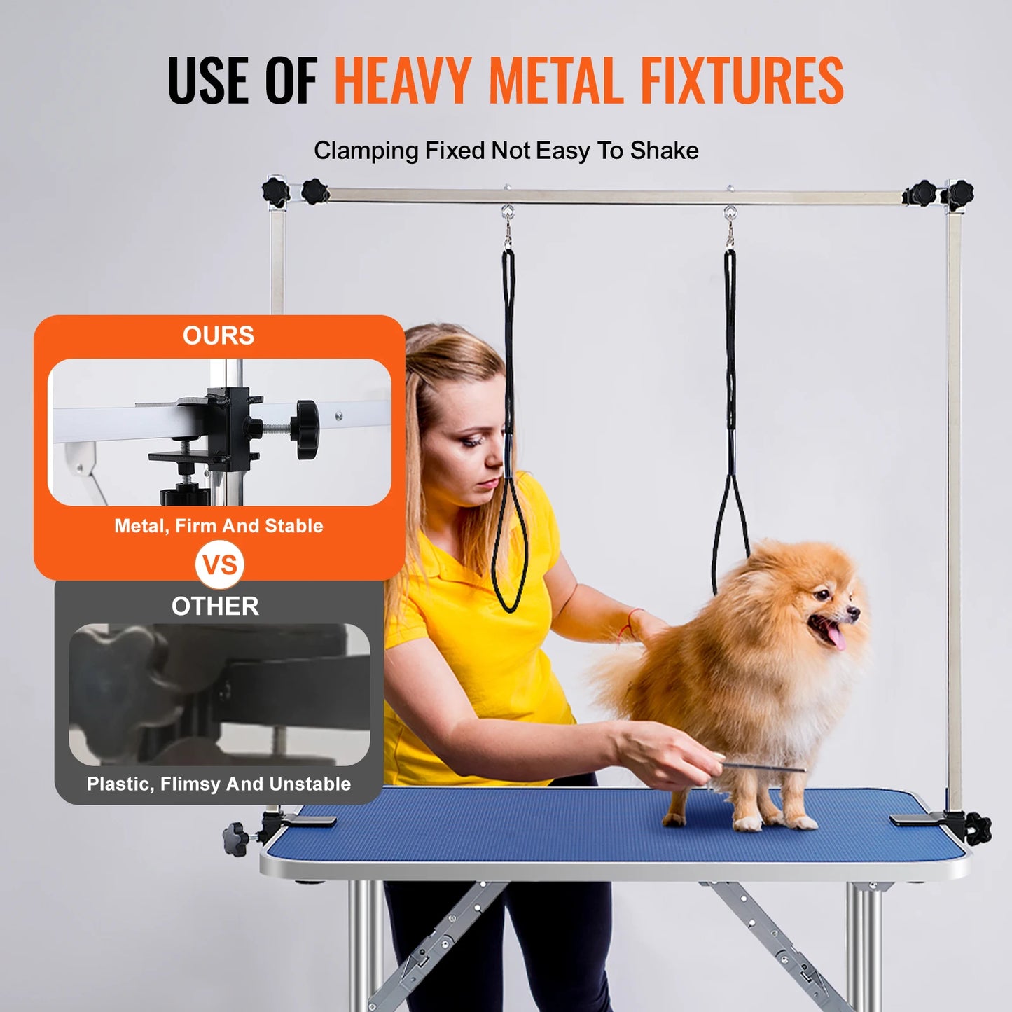 SucceBuy Two Arm Pet Grooming Table With Clamp Folding Stand