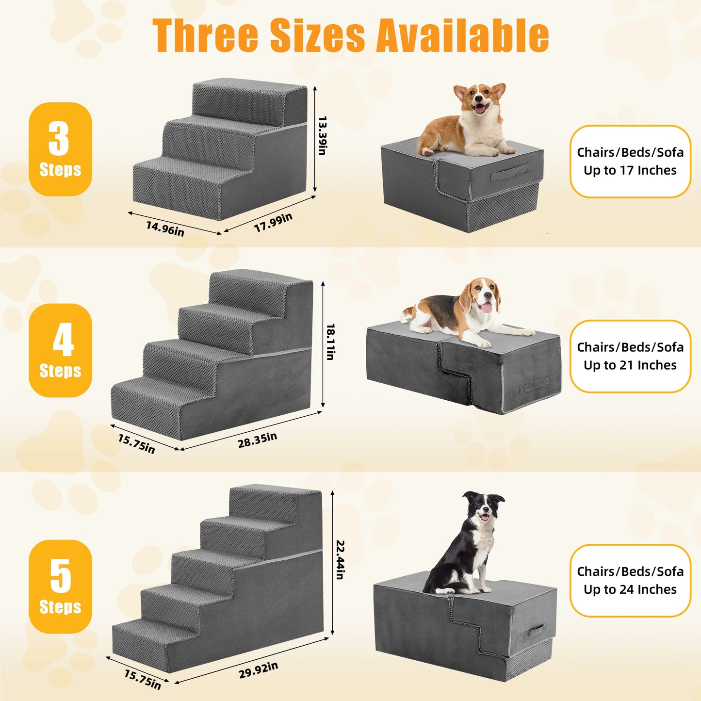 Foam Dog Stairs Ramp 3-5 Step Right Angled Non Slip