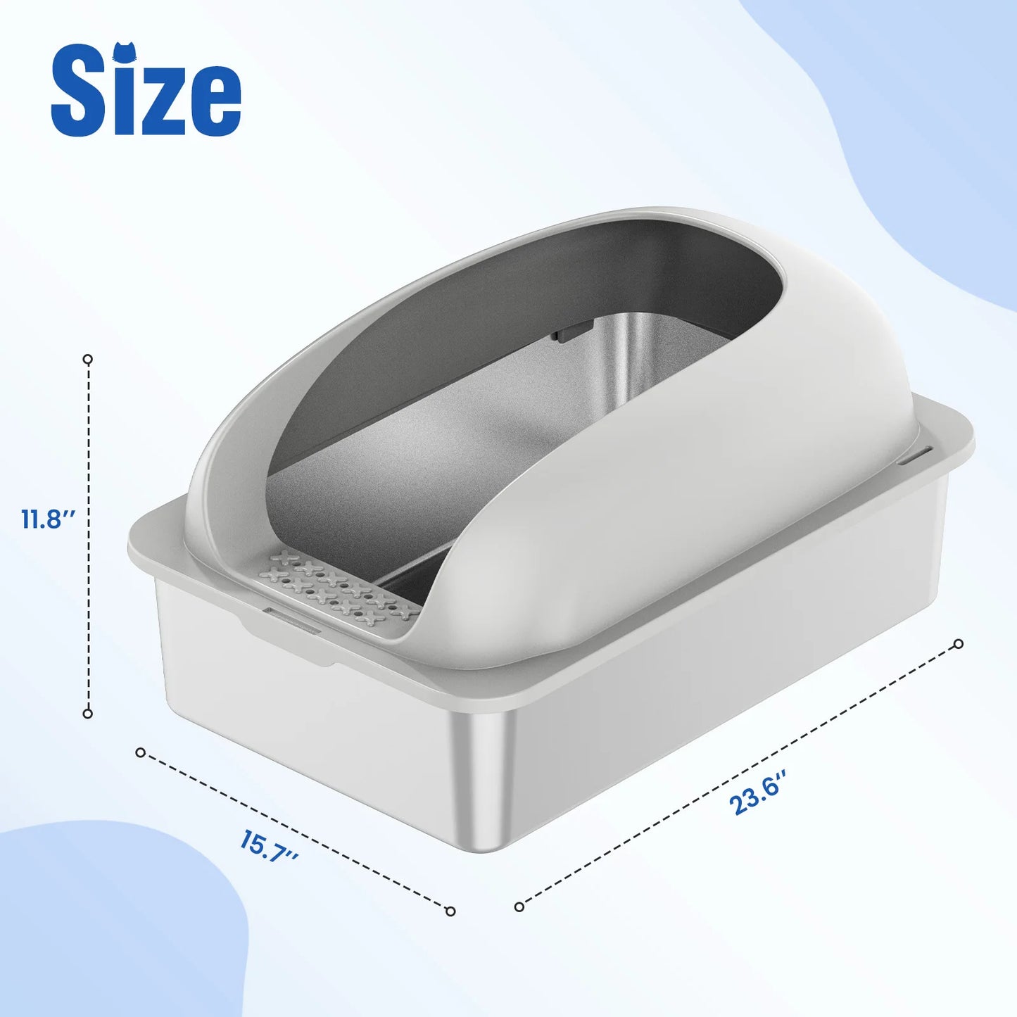 JHK Stainless Steel Cat Litter Box With Lid And Scoop