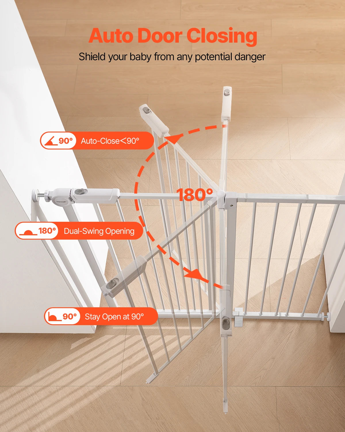 SucceBuy Pressure Mount Baby Gate With Easy Step Walk Thru