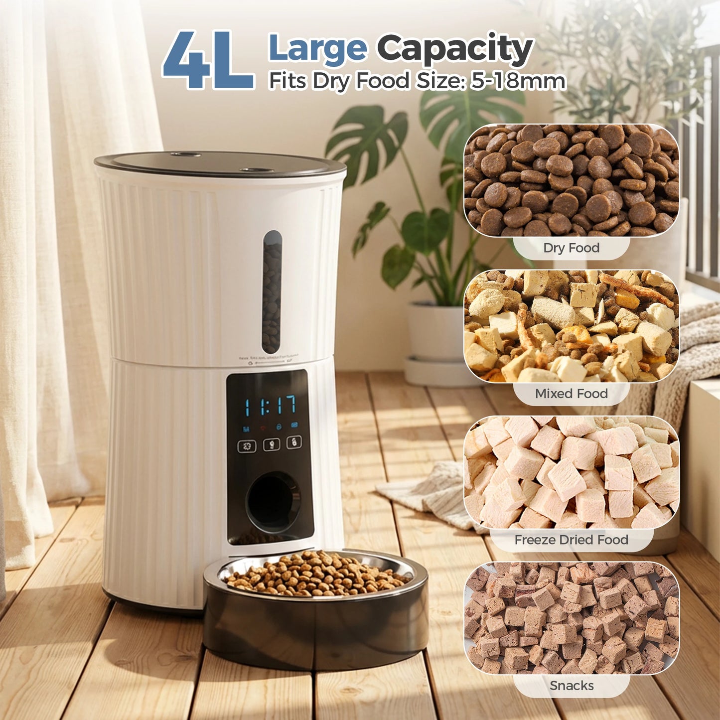 JHK 4L WiFi Automatic Cat Feeder With App Control Programmable