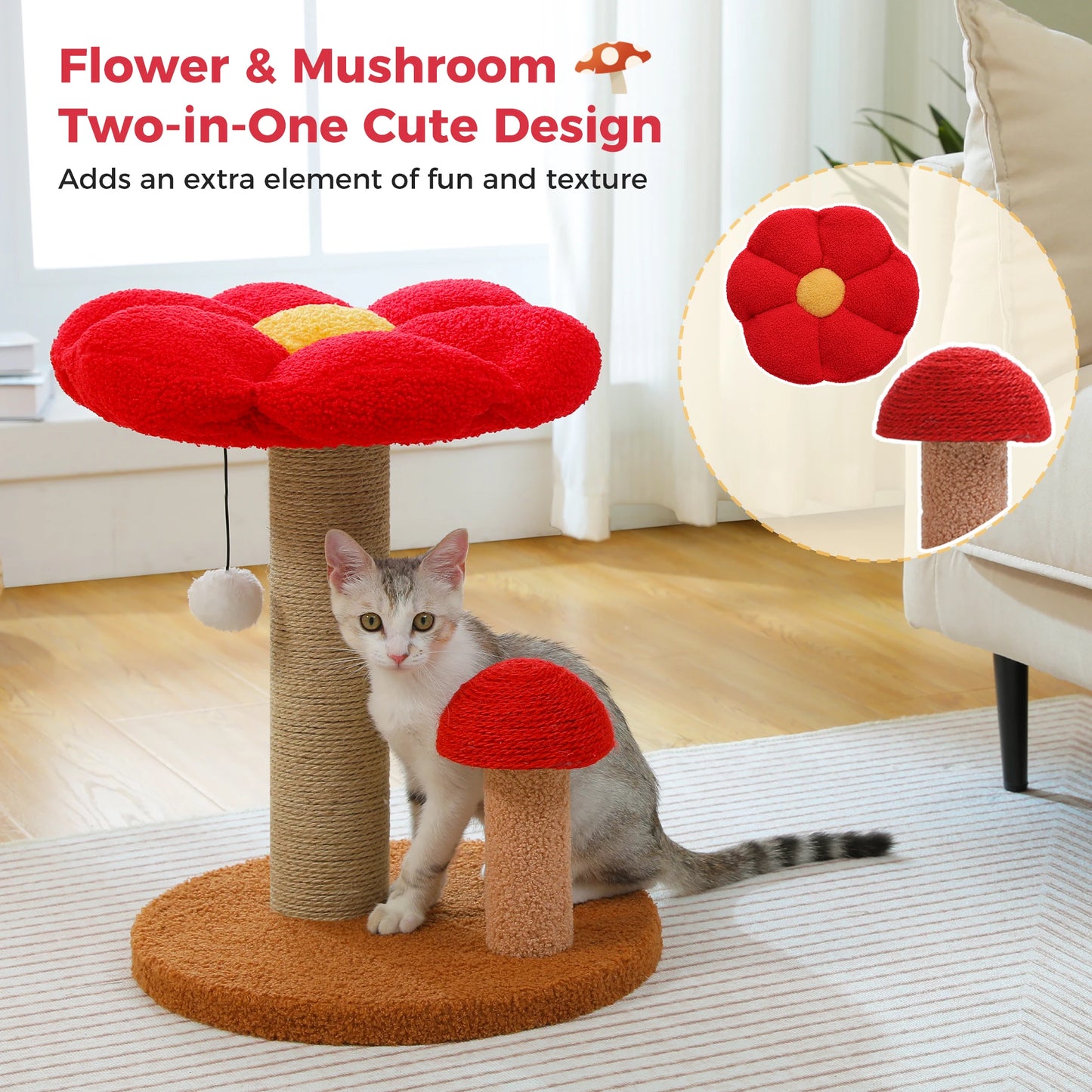 PAWZ Road Small Cat Scratching Posts With Removable Flower Bed