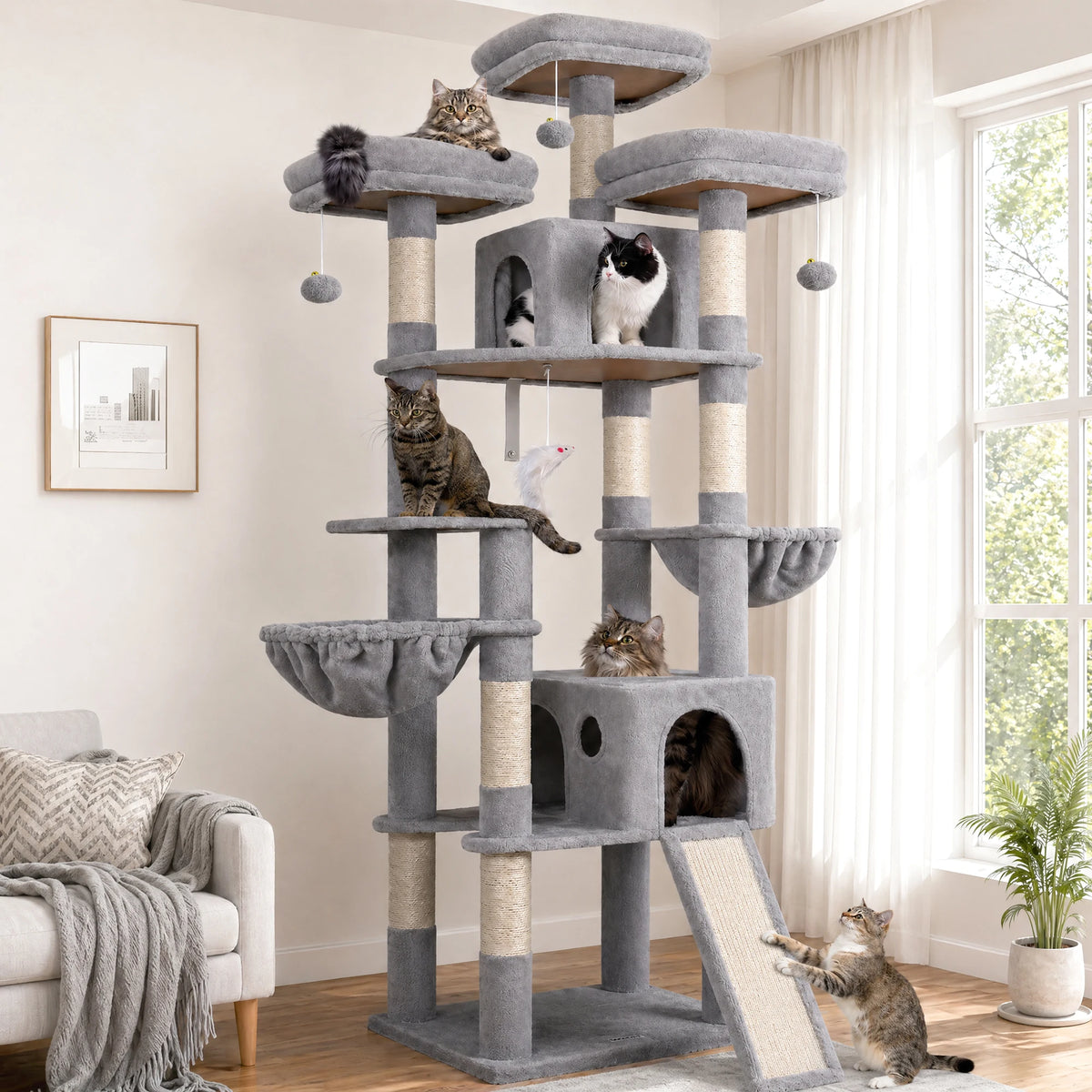 Globlazer Multi-Level Cat Tree Tower for Multiple Cats With Condos and Perches