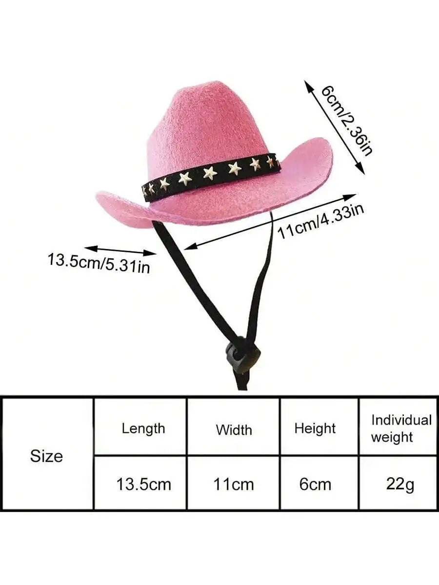 Pet Cat Cowboy Hat With Star Pattern Adjustable Sun Hat