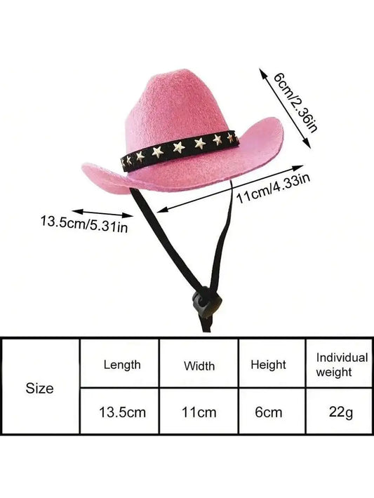 Pet Cat Cowboy Hat With Star Pattern Adjustable Sun Hat