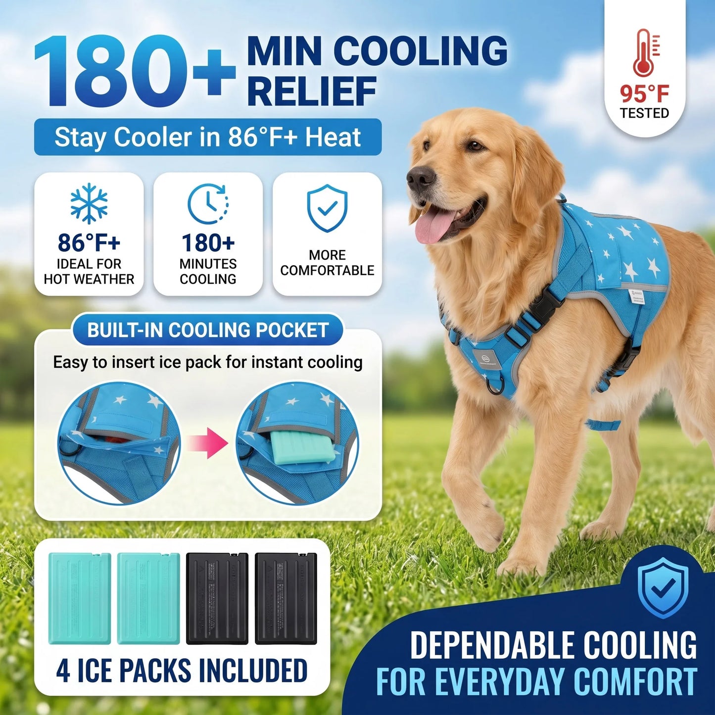 Dog Cooling Vest Harness For Outdoor Walks And Training
