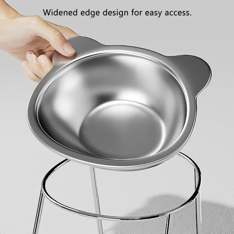 304 Stainless Steel Raised Cat Bowl With 15 Degree Tilt