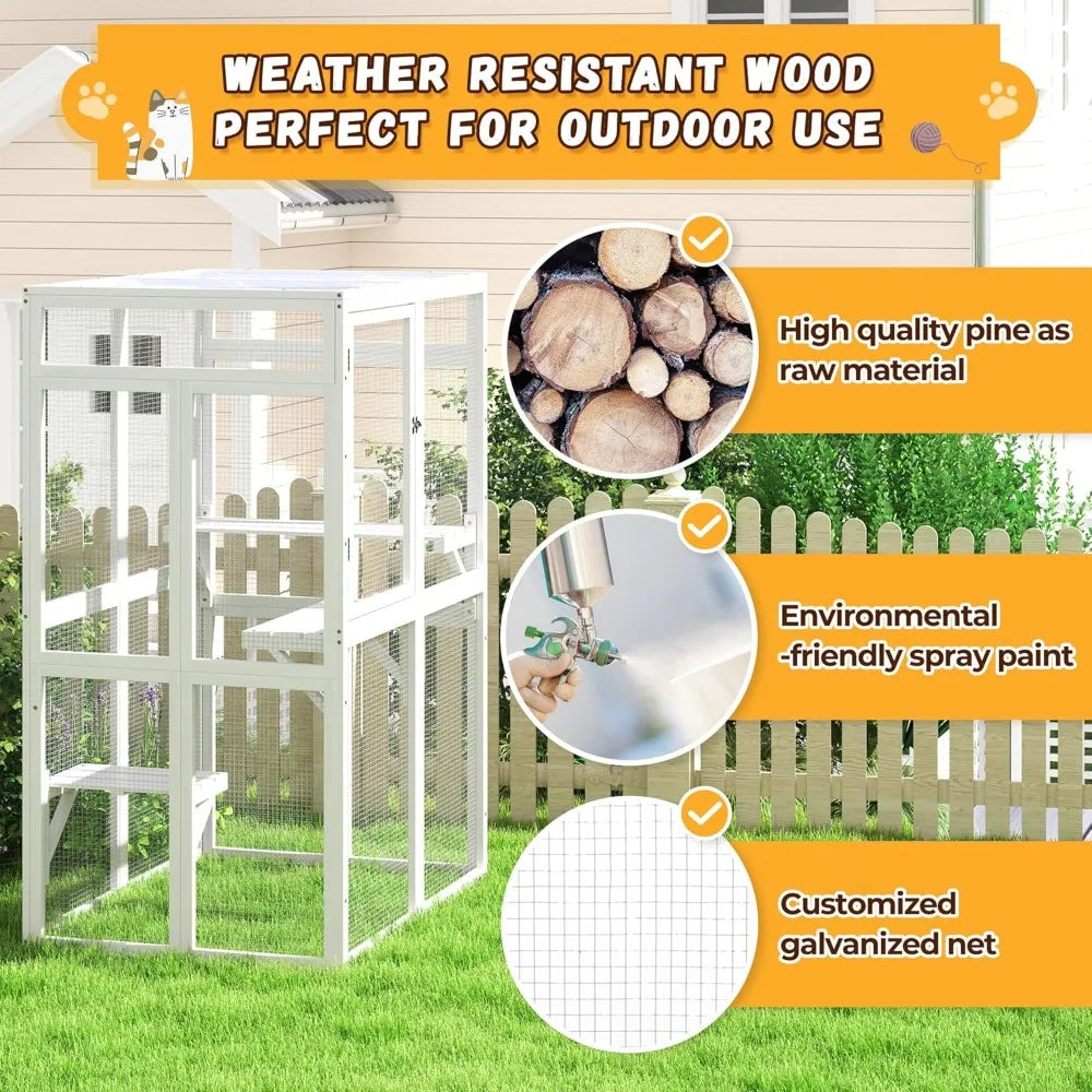 Catio Outdoor Cat Enclosure Wood Window Access For Patio