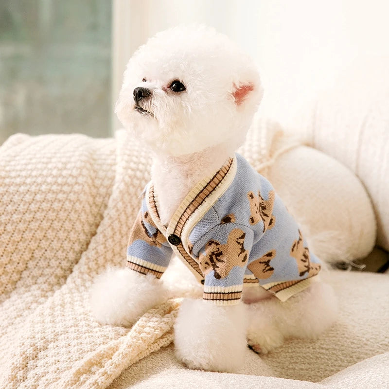 Doggyzstyle Striped Cotton Cardigan Sweater For Dogs And Cats