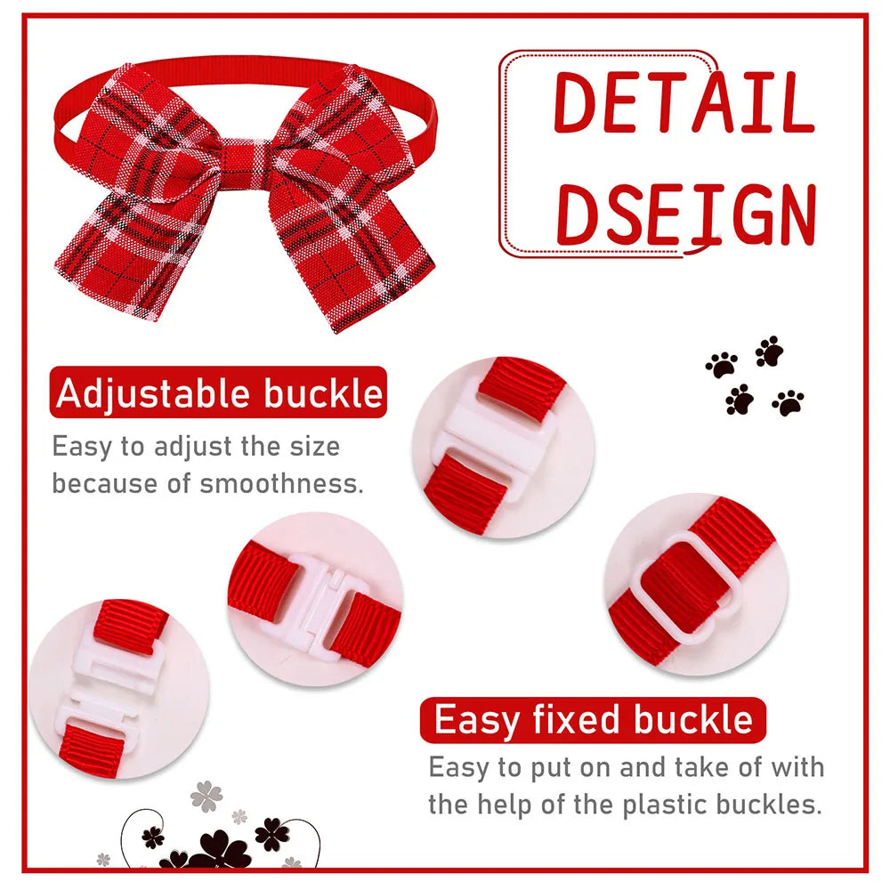 MRUQ Pet 10Pcs Adjustable Plaid Dog Bow Ties Collection