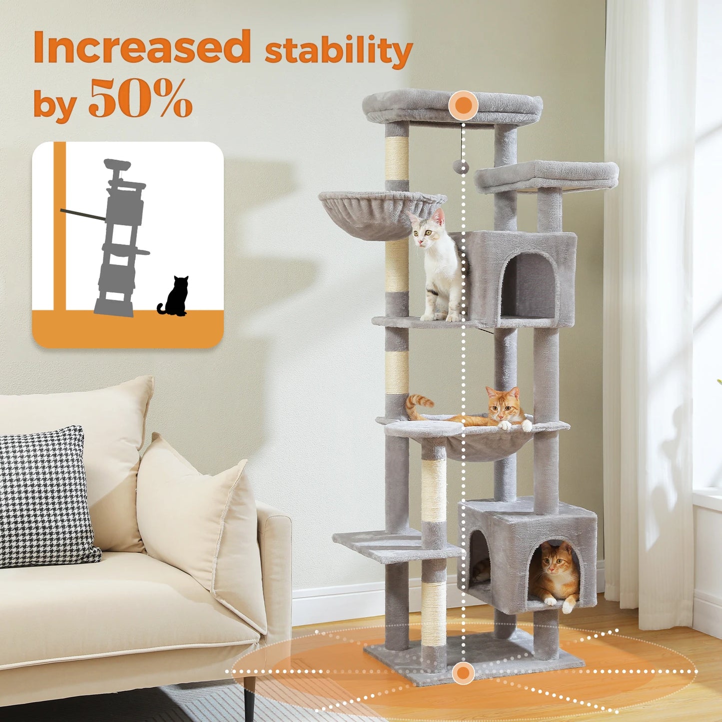 PAWZ Road Cat Tree Tower With Hammock Scratching Posts