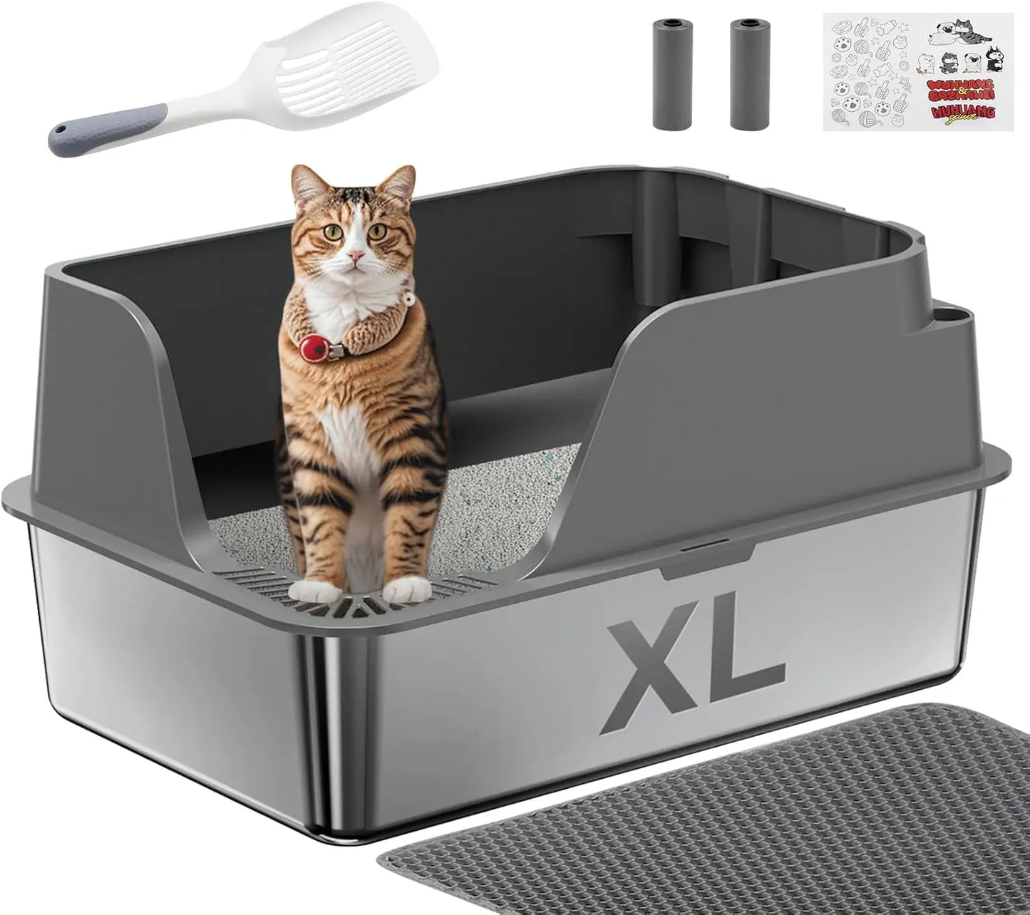 Stainless Steel Cat Litter Box With Lid Splash-Proof and Leak-Proof