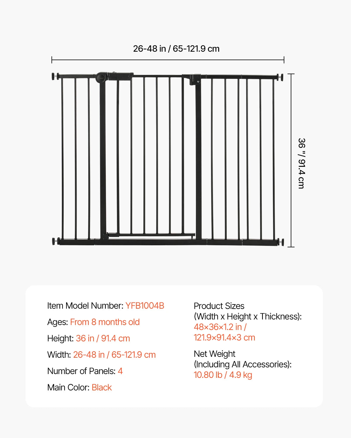 SucceBuy Pressure Mount Baby Gate With Easy Step Walk Thru