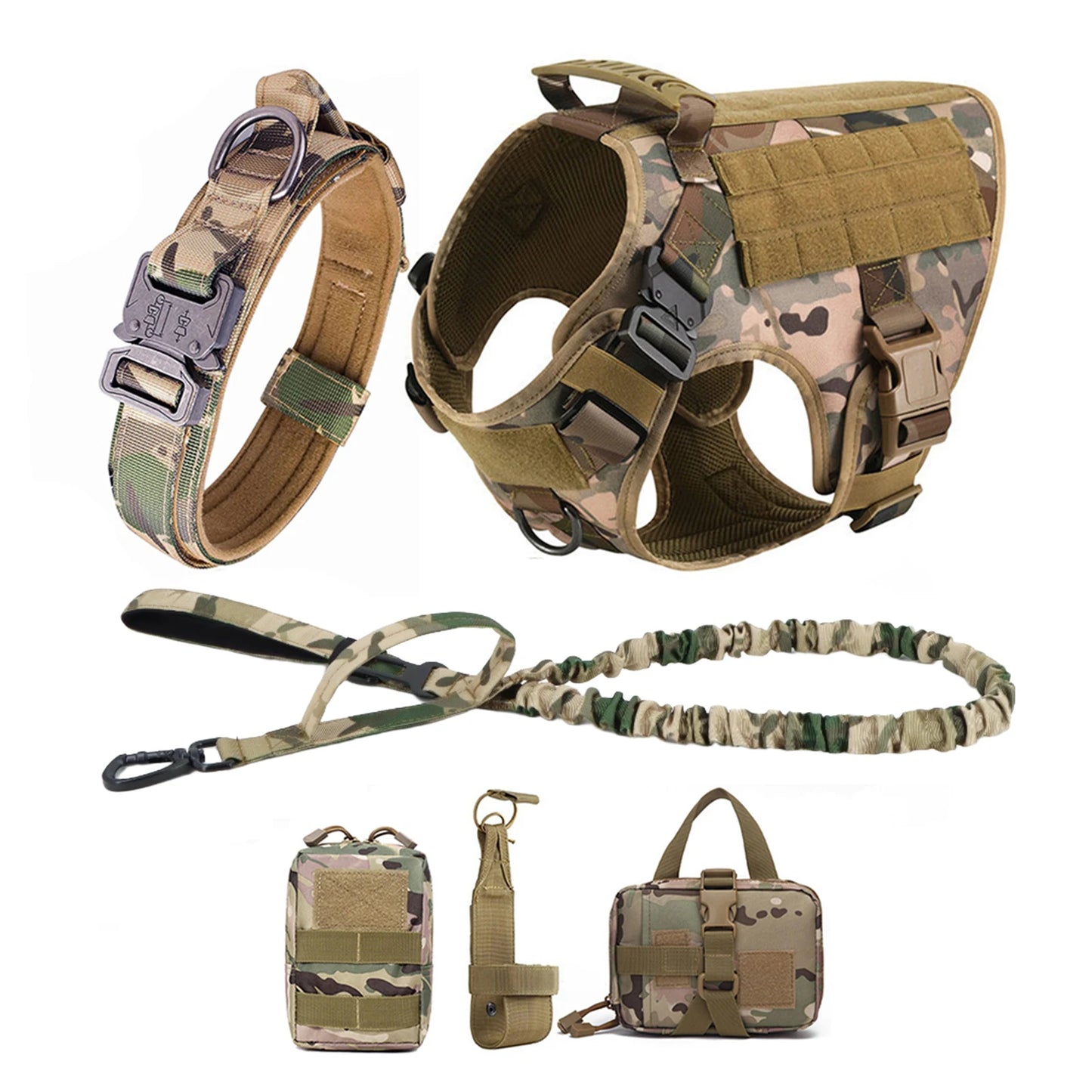 Tactical Dog Harness With Molle Pouches For Medium And Large