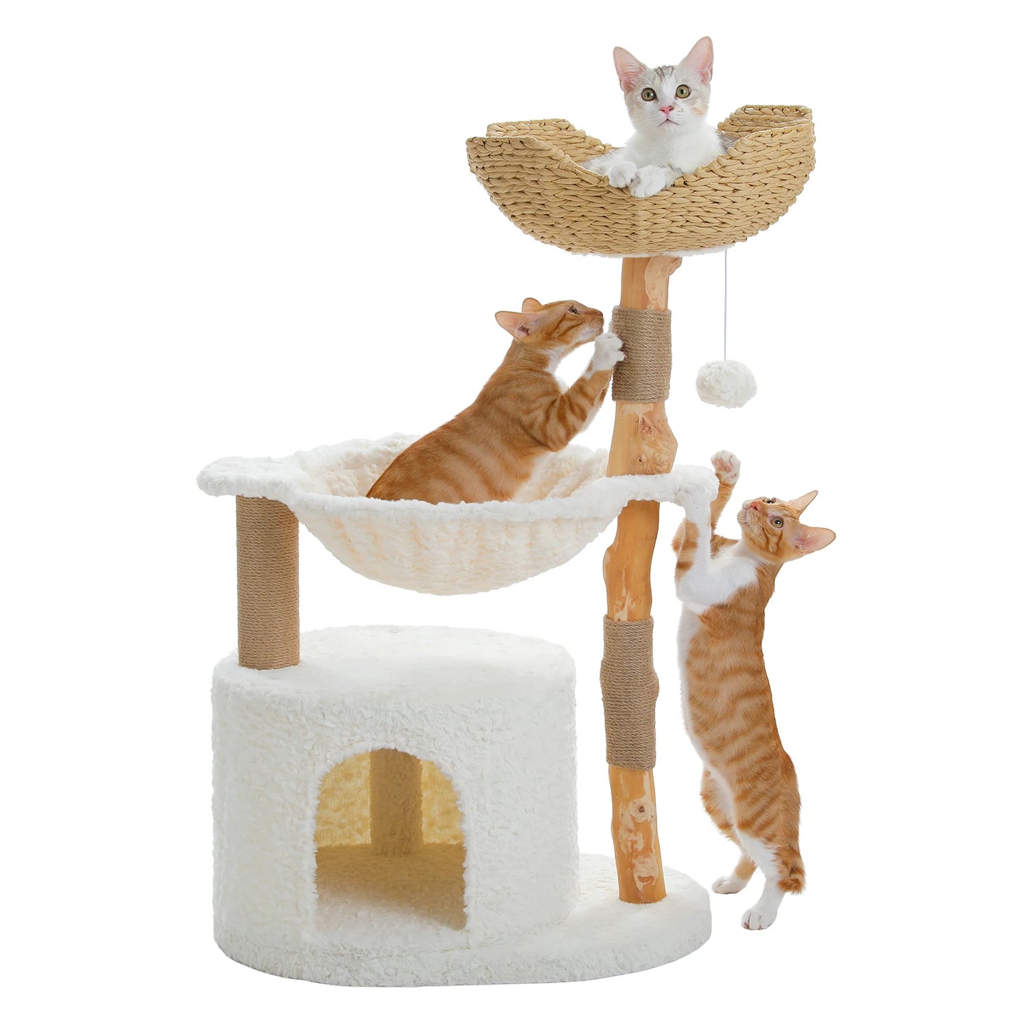 PAWZ Road Modern Cat Tree With Solid Wood Scratching Posts