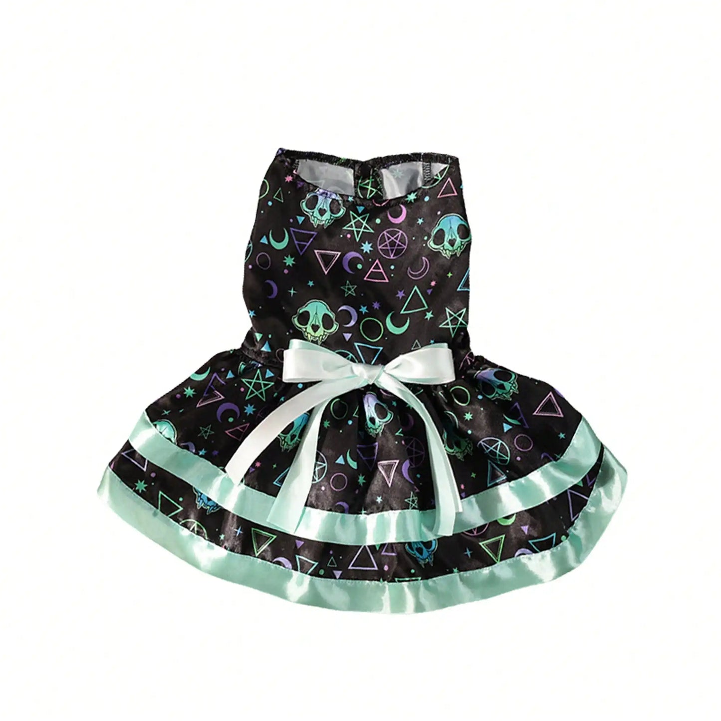Pet Dog Halloween Costume With Pumpkin Skull Print Bowknot