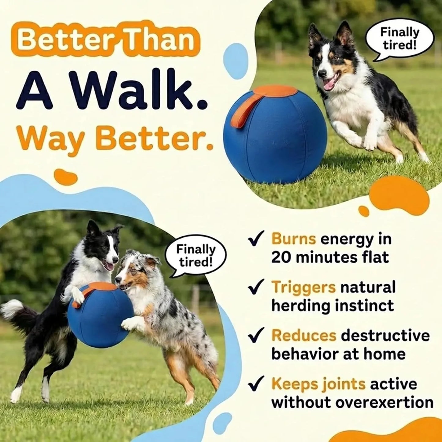 Ruckus Herding Ball For Dogs Enrichment Ball Durable Tear Resistant