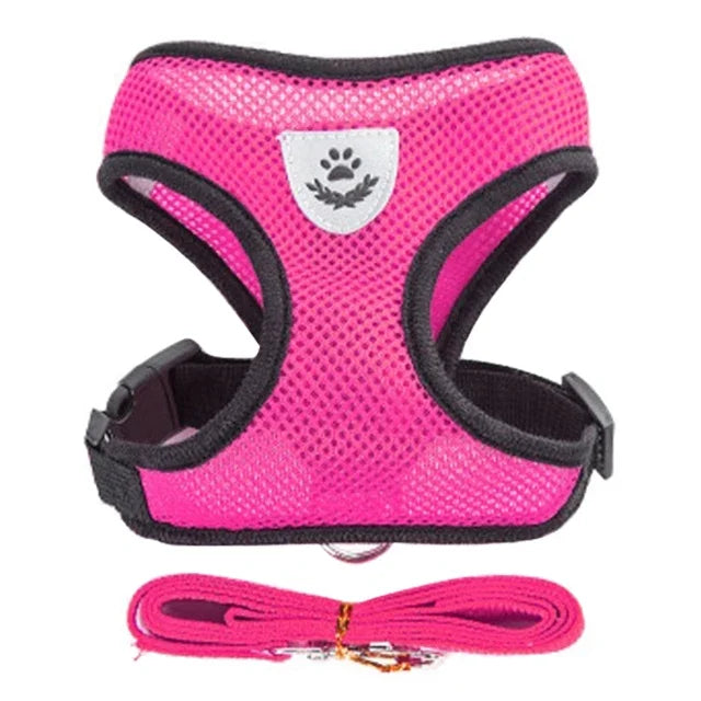 Cat Harness Vest With Leash Adjustable Polyester Mesh Dog Harness