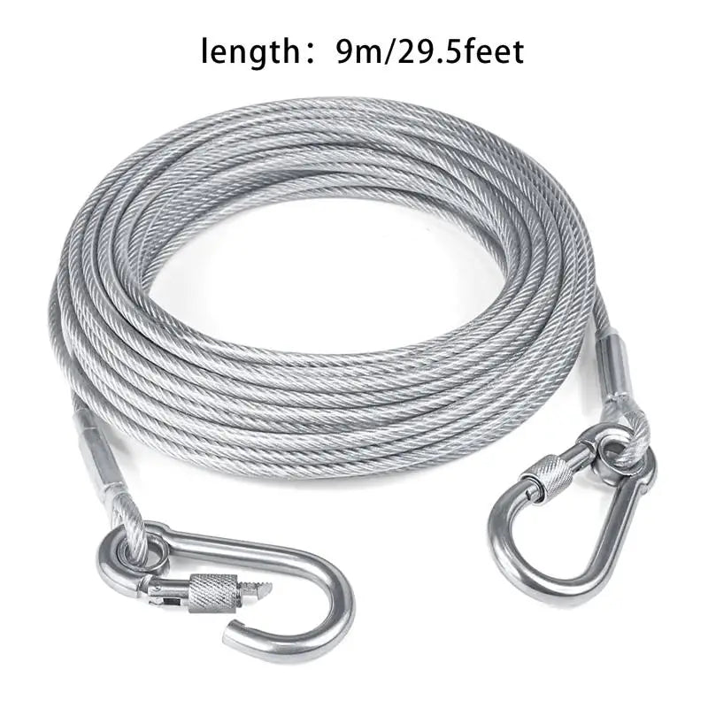 Double Headed Dog Tie Out Cable Leash With Stainless Buckle