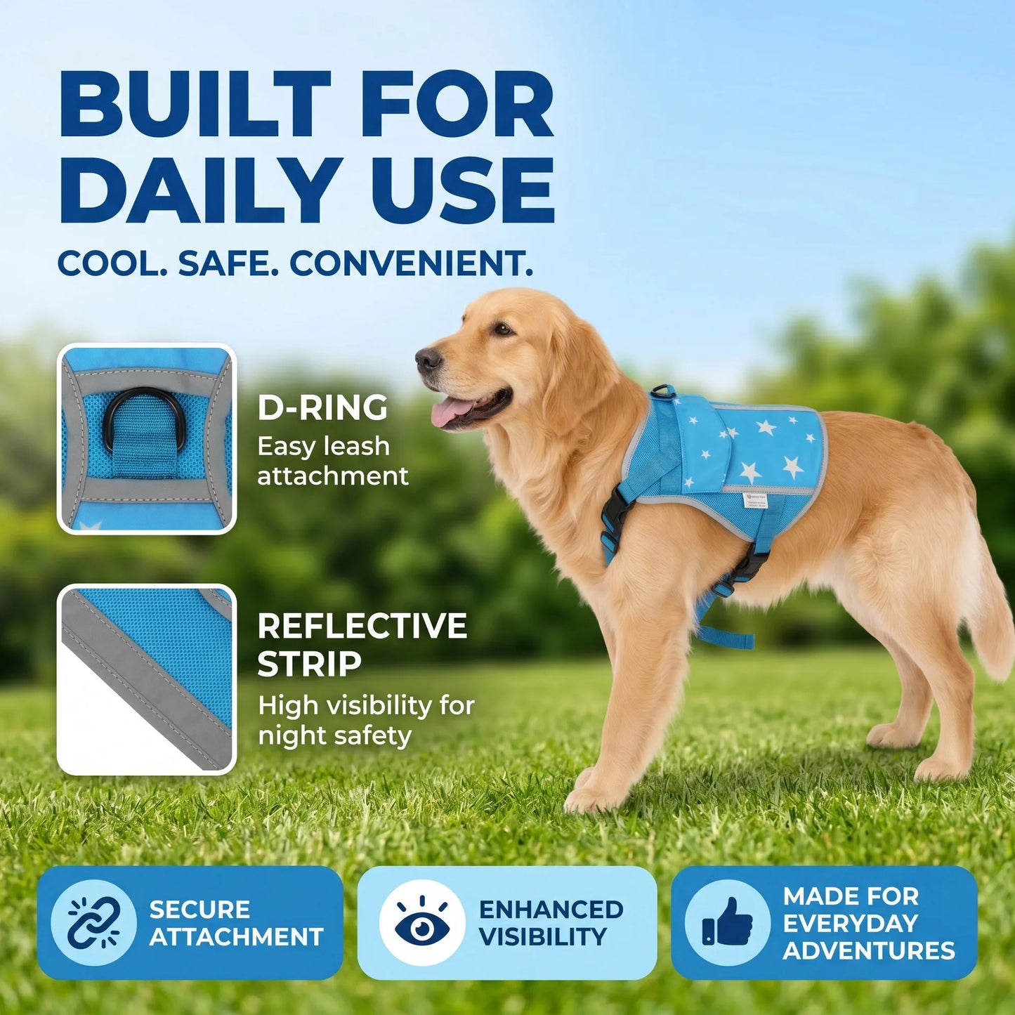 Dog Cooling Vest Harness For Outdoor Walks And Training