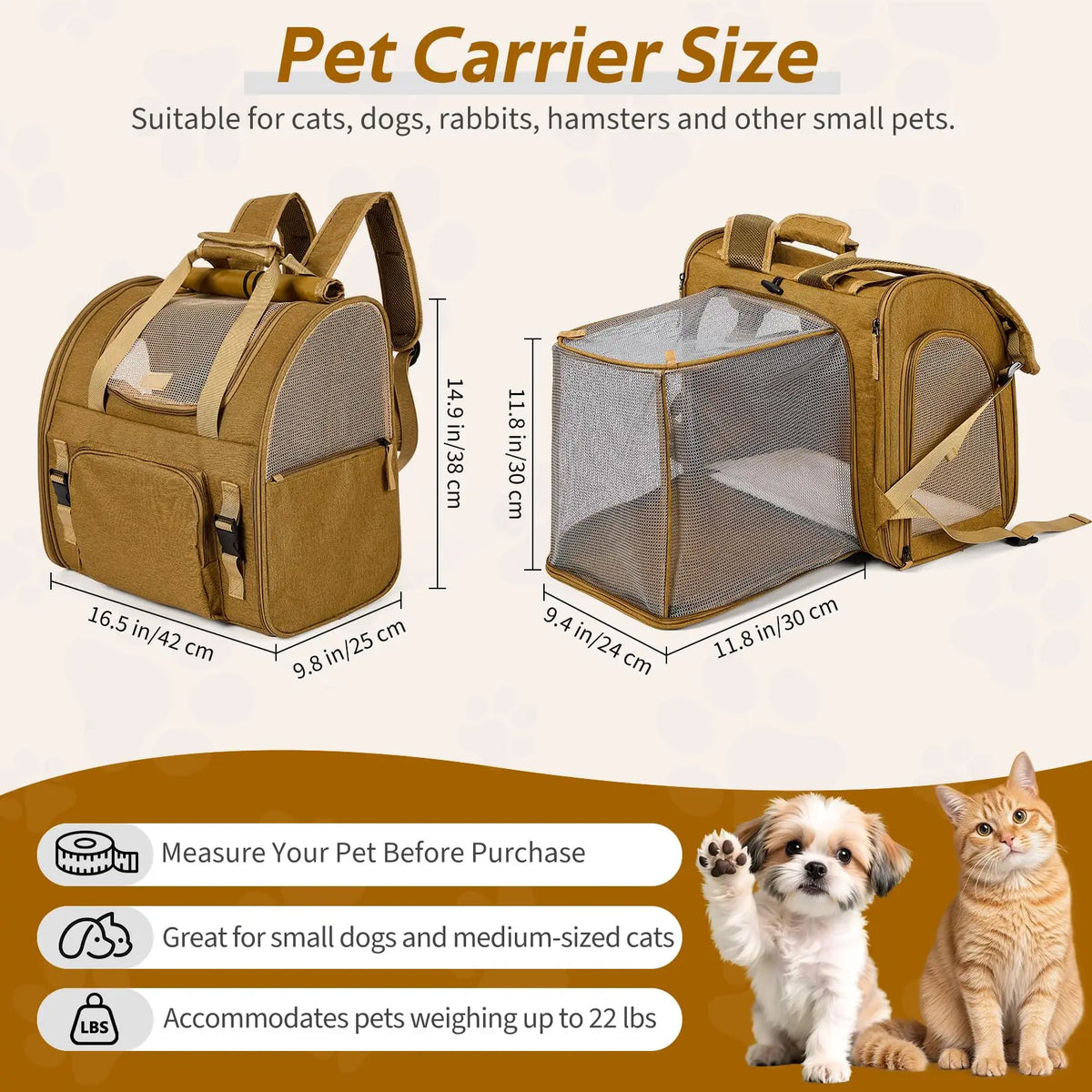 Expandable Mesh Cat Carrier Backpack With Breathable Padded Shoulder Straps