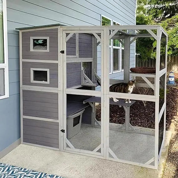 Outdoor Cat Enclosure With Window Weatherproof Cage