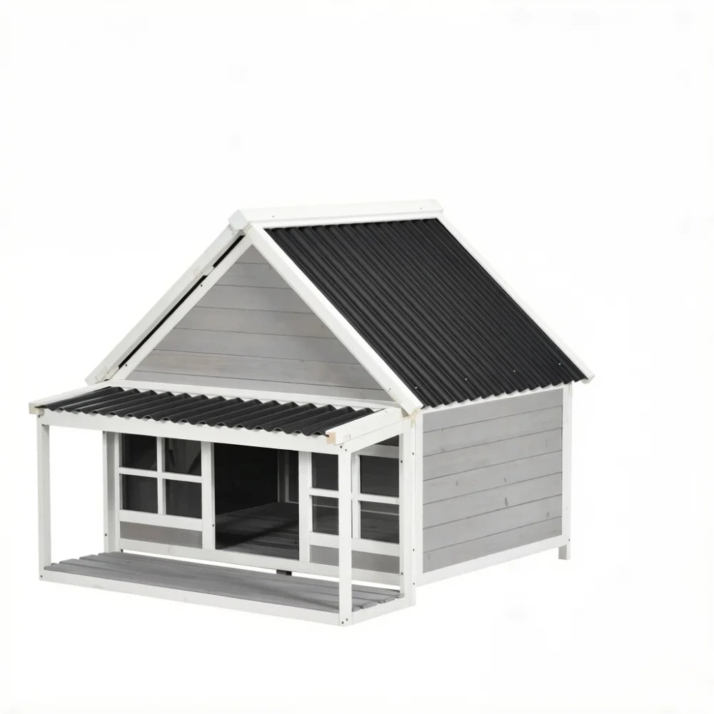 Spacious Wooden Outdoor Dog House With Raised Pet Friendly Design