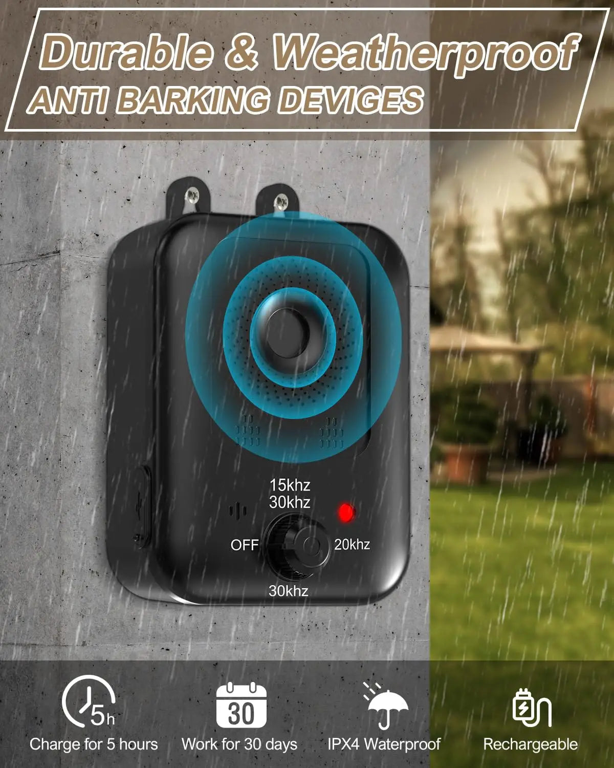 PetEdu Automatic Dog Bark Deterrent Rechargeable Ultrasonic Bark Control