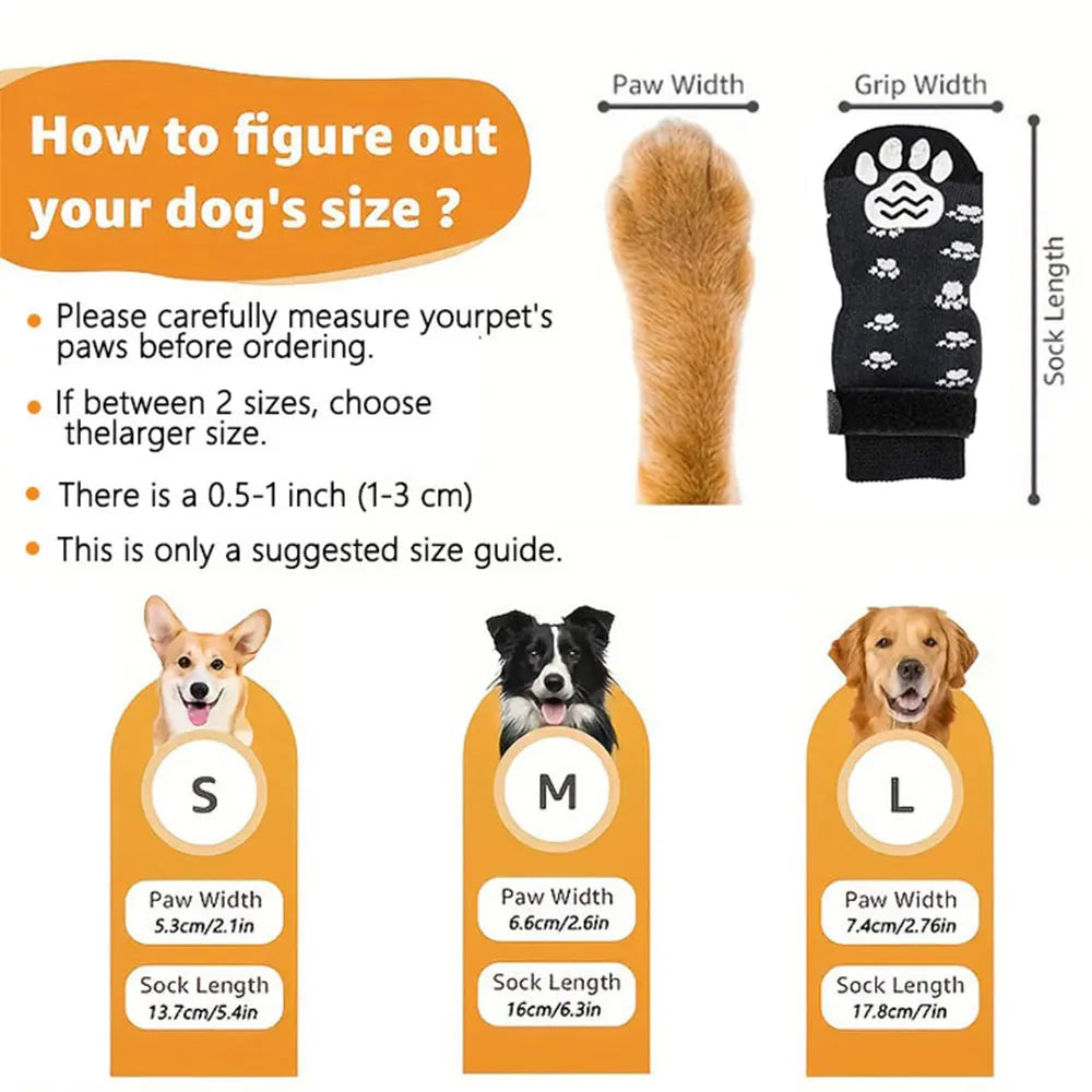 Anti Slip Dog Socks 4 Pack For Paw Protection Scratch