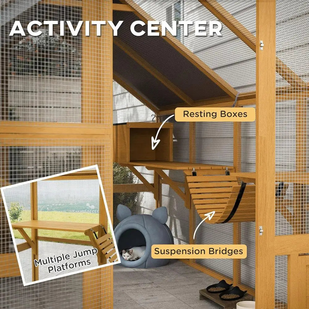 Outdoor Cat Enclosure For Multiple Cats With Walk In Access