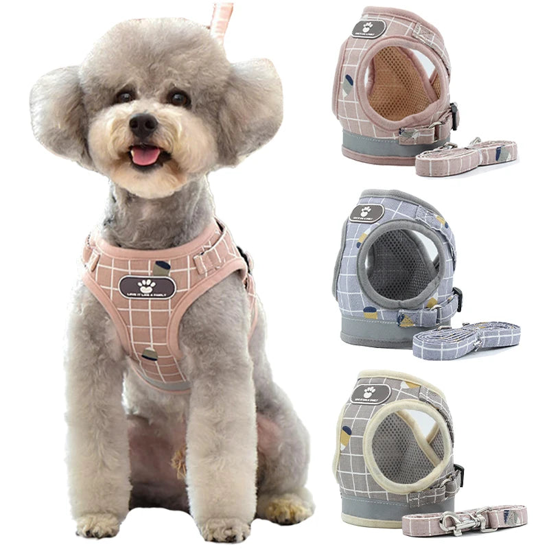Nylon Puppy Harness Vest With Leash Reflective Breathable For Dogs