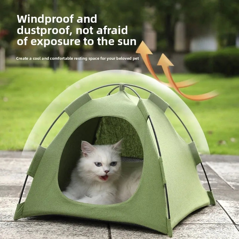 Portable Cat Tent Bed With Breathable Oxford Fabric And Mat
